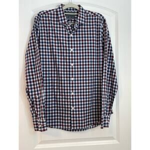 Bonobos Maroon Blue Plaid Tailored Slim Fit Career Button-Down Shirt Large